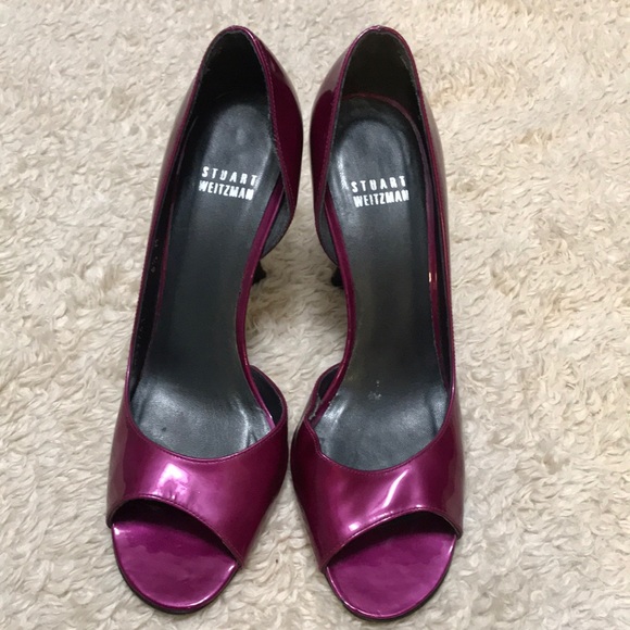 Stuart Weizman Purple Open-Toe Heels - Picture 2 of 8